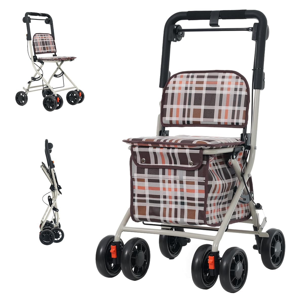 軽量シルバーカー プライ チェック柄 Amazon | Kennkari シルバーカー 軽量 折りたたみ 手押し車 老人用